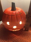 Vtg  Halloween  Jack-o -lantern Pumpkin Electric Ceramic Lidded  9    Pac-man Eyes