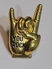 You Rock Hand Sign Lapel Pin Gold Color Metal 