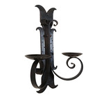 Vtg Gothic Double Candle Holder Wall Sconce Medieval Heavy Metal Hammered Iron