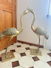 Vintage Pair Of Large Brass Cranes Mid Century