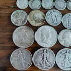 Mixed Lot Of 19 Silver Coins Walking Liberty  Franklin  S Quarters  Half Dollar
