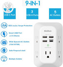 Addtam Usb Wall Charger Surge Protector 5 Outlet Extender With 4 Usb Charging Po