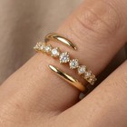 2ct Round Cut Simulated Diamond Women s Fancy Bypass Ring 14k Yellow Gold Plated