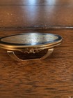 Vintage Metal Lipstick Holder Mirror Gold Tone And Black Stratton Engraved Scro
