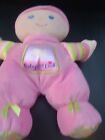 Fisher Price Pink Baby s First Doll Stuffed Plush Baby Rattle Security Lovey 10 