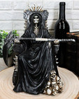 Black Holy Death Grim Reaper Sitting On Skeleton Throne Figurine 10 5  Tall Time