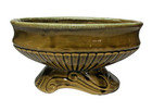 Ceramic Oval Planter 7 5     Green Ribbed Footed Usa Mcm Vintage
