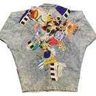 Vintage Disney Minnie Mickey Donald Duck Pinocchio Jean Denim Jacket Womens Lg