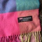 100  Cashmere Scarf Made In Scotland Bright Plaid Print Rectangle Fringe Nwot
