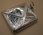Beautiful English Hm Sterling Silver Bright Cut Envelope Stamp Case Box Holder