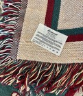 Vtg Fieldcrest Cotton Tapestry Throw Blanket Afghan Green Red Paisley Floral Usa