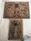 Antique Hand Carved Oak Wood Panels Pair Victorian Renaissance Architectural 