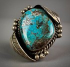 Large Vintage Navajo Sterling Silver Turquoise Ring     