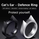 2pcs Cat Ear Finger Ring Keychain Self Defense Edc Tool Outdoor Safety Accessory