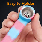   Pack Of 10  silicone Smoking Hand Pipe With Metal Bowl  cap Lid Pocket Pipe