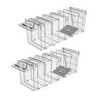 2-pack Silver Live Animal Cage Trap Folding Humane Cat Trap For Mouse 14 X 5 X 6