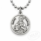 Saint St Francis Medal Necklace Made In Italy Peace Prayer Pendant 24  Chain