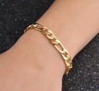 8 Inch Gold Bracelet 8mm Gold Full Side Figaro Chain