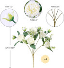 Bunches Peony Artificial Flowers White Flowers Silk Peonies Bouquets For Weddi