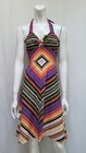 Vintage 1970s Chevron Stripe Halter Dress - Size Xs - Euc