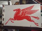 Large Mobil Mobiloil Pegasus Gasoline Motor Oil Porcelain Metal Flange Sign 