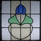 Pretty Floral Old English Leaded Stained Glass Window 18 5  X 20 5 