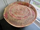Vintage Boho Chic South American Indians Hand Woven Pictorial Grass Basket W lid