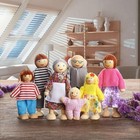 7pc Dollhouse Miniature People Dolls Family Poseable Wooden Doll Figurines
