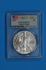 2017  1 Silver American Eagle Pcgs Ms70 First Strike Flag Slab-100