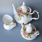 Royal Albert Old Country Roses Teapot Creamer Sugar Bowl Set Bone China England