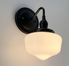 New  Petite Schoolhouse Antique 1940 s Vintage Opal Milk Glass Wall Sconce