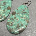 Vtg Navajo Sterling Earrings Green Turquoise Slab Large Dangle