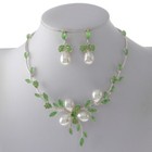 Silver Tone Metal Rhinestone Necklace Earring Set S20059-slgr