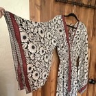 Women   s Black Tan Red Bohemian Vintage Inspired Dress V-neck Bell Sleeve Silk