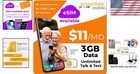 11 Preloaded Sim Card   Unlimited Talk   Text   30-day Plan