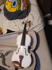 4 4 White Acoustic Violin Kit With Case  Bow   Rosin     Full-size Set   