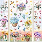 Floral Window Clings Tulip Flower Window Stickers Hello Double-side Spring