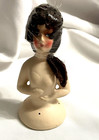 1920s Antique Art Deco German Chalkware Half Doll W Curl Hair   Great Makeup