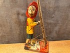 Vintage Marx Climbing Fireman Antique Wind-up Tin Litho Toy