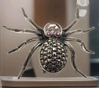 Vintage Cute Sterling Silver Amethyst Marcasite Spider Brooch