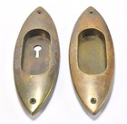 Vintage Brass Key Hole Escutcheon Pocket Door Pull Set Art Deco Style