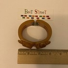 Rare Vintage Bakelite Butterscotch Yellow Floral Carved Hinged Bracelet