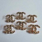 Lot Of 10 Gold Tone 18x15mm Chanel Cc Coco Button Buttons Stamped Steel