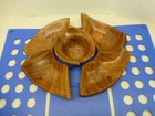 Vintage California Original Pottery Serving Bowl Tray Set Usa 385 Wood Grain Mcm