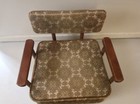 Vintage Retro 1970 s Tan   Yellow  Child   s Baby Vinyl   Wood Booster Seat Chair