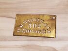 Rare Antique M m  Walker   Co - 502 Chicago Brass Metal Plate - 1880 s-1920 s