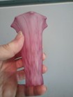 Vtg tulip Glass Lamp Shade Satin Cranberry Speckled Art Nouveau Style   4 7 8 