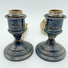 Two Vintage Crest Silver Co  Sterling Silver Weighted Small Lamp Bases Hurricane