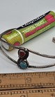 Vintage Navajo Sterling Silver Turquoise Coral Cuff Bracelet Signed N Southwest