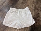 Nike Women   s White Solid Fleece Athletic Shorts Drawstring Pockets Size Xs